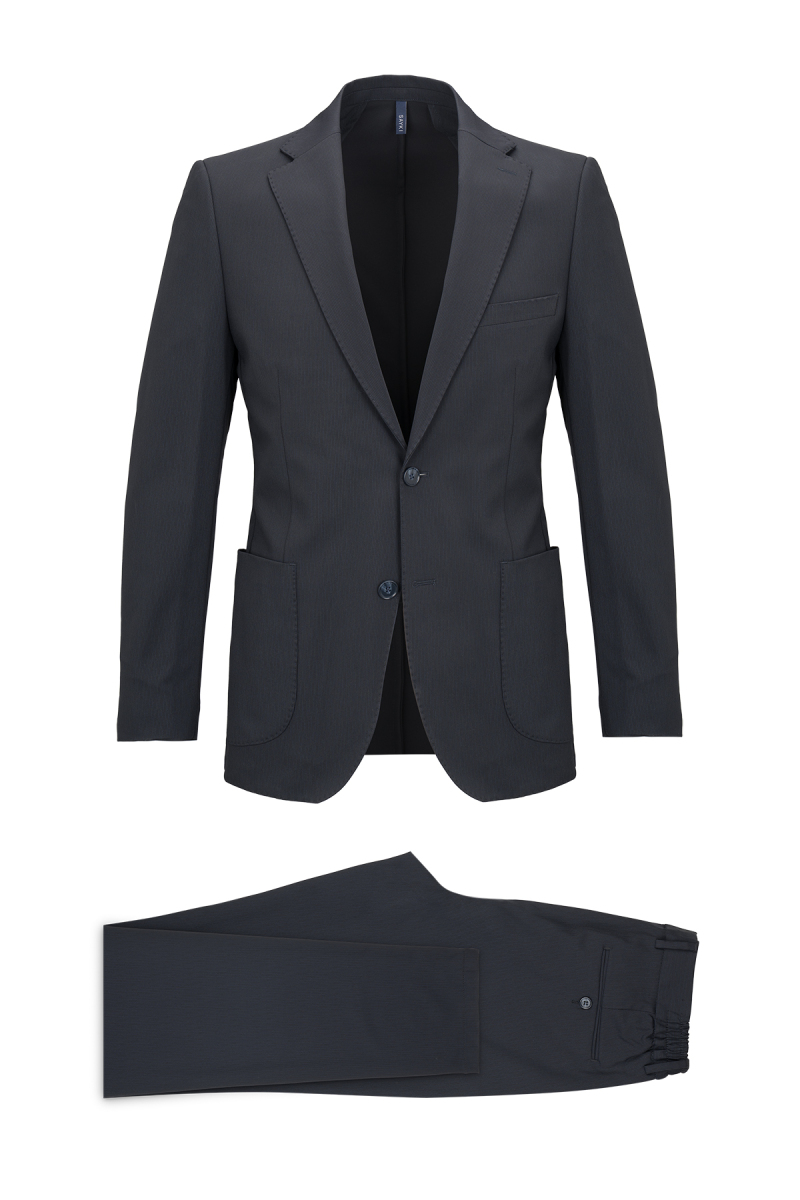 Lacivert Slim Fit Mono Yaka Takım Elbise - Saykı