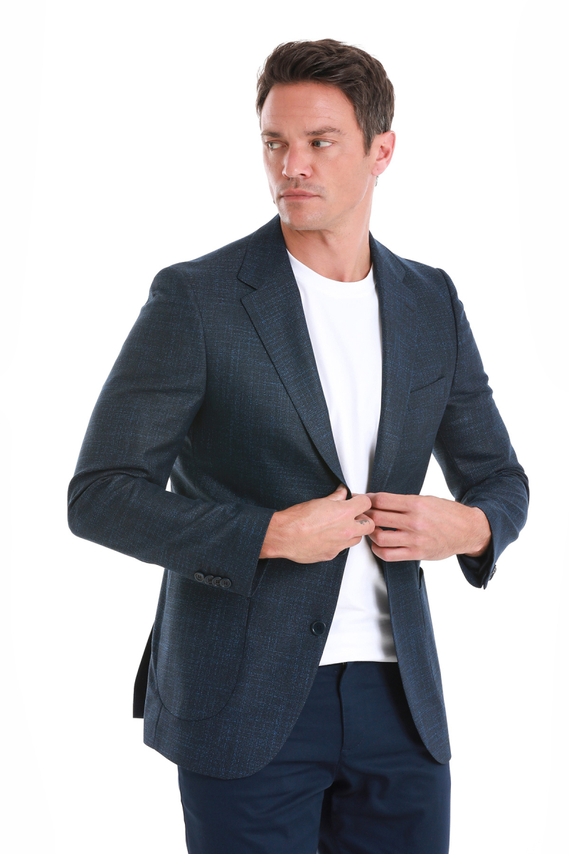Lacivert Slim Fit Mono Yaka Klasik Ceket - Hatemoğlu (1)