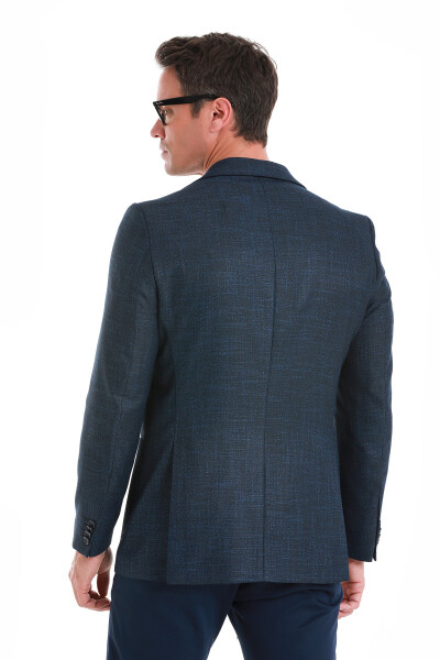 Lacivert Slim Fit Mono Yaka Klasik Ceket - 6