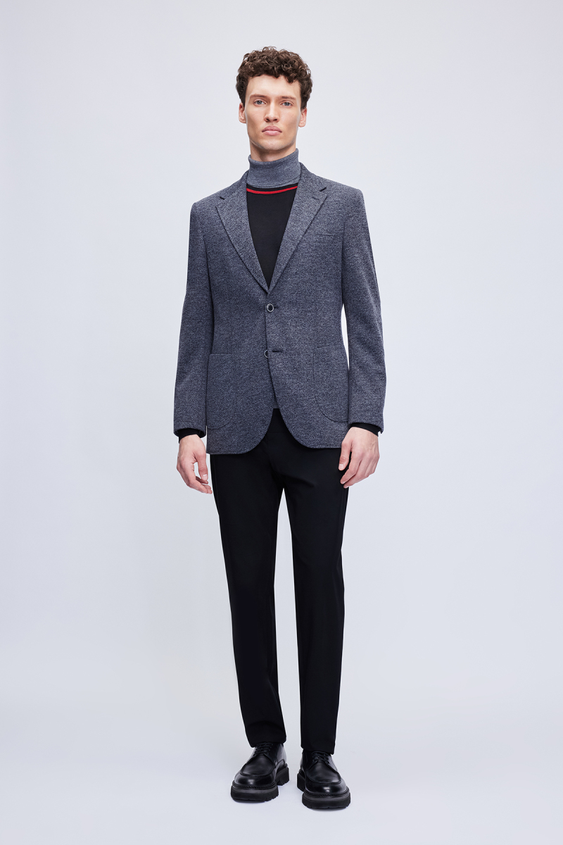 Lacivert Slim Fit Mono Yaka Klasik Ceket - Hatemoğlu (1)