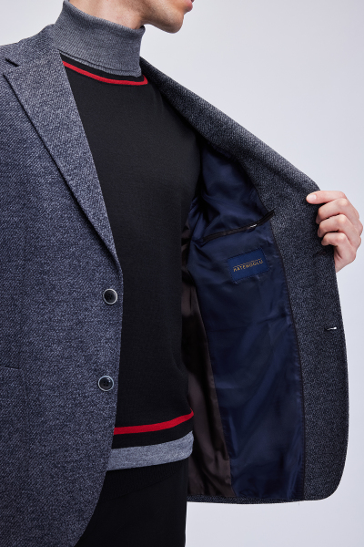 Lacivert Slim Fit Mono Yaka Klasik Ceket - 5