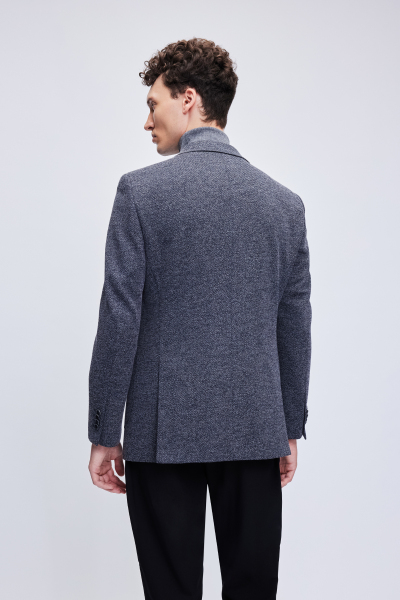 Lacivert Slim Fit Mono Yaka Klasik Ceket - 6