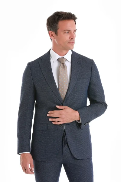 Lacivert Slim Fit Mono Yaka Klasik Takım Elbise - 3