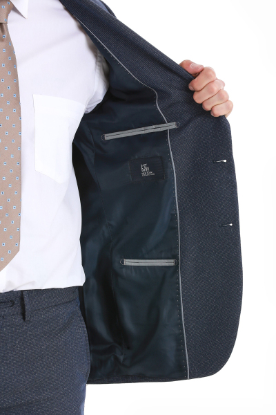 Lacivert Slim Fit Mono Yaka Klasik Takım Elbise - 15