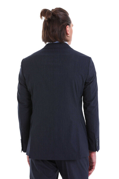 Lacivert Slim Fit Sivri Yaka Klasik Takım Elbise - 7
