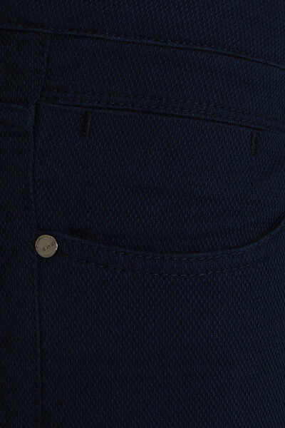 Lacivert Slim Fit Desenli Pamuklu 5 Cep Kanvas Pantolon - 3