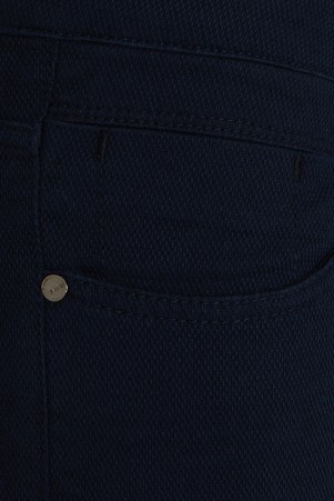 Lacivert Slim Fit Desenli Pamuklu 5 Cep Kanvas Pantolon - Thumbnail