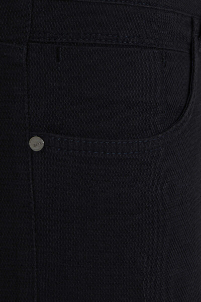 Lacivert Slim Fit Desenli Pamuklu 5 Cep Kanvas Pantolon - 3