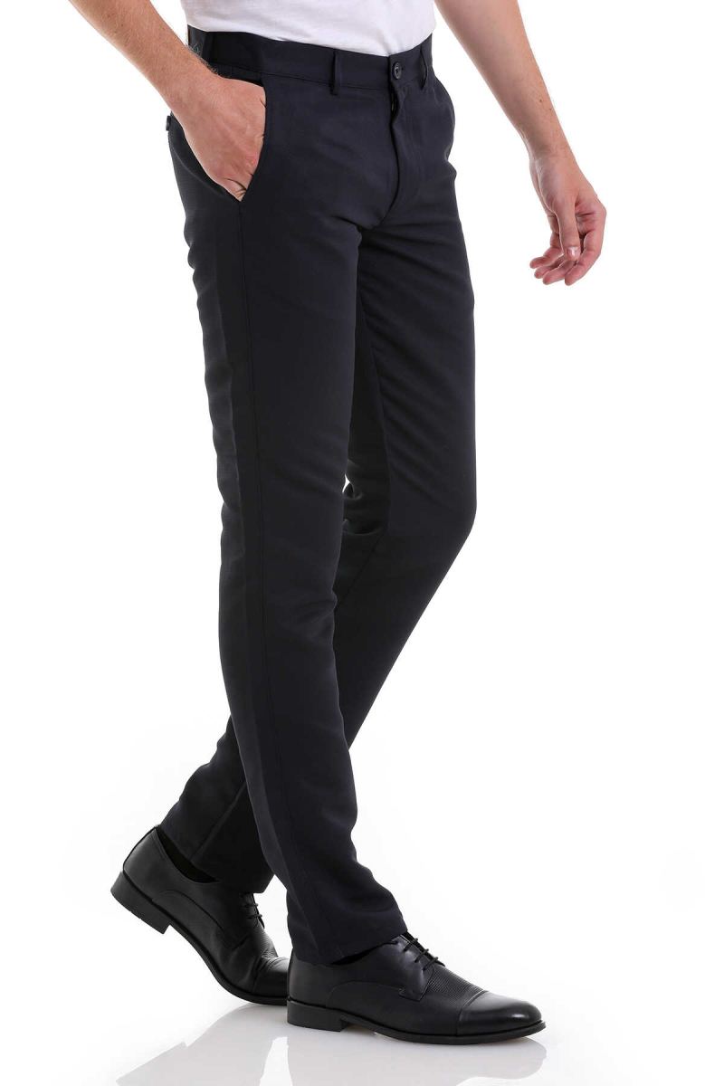 Lacivert Slim Fit Desenli Yandan Cep Kanvas Pantolon - Hatemoğlu (1)