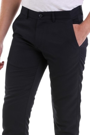 Lacivert Slim Fit Desenli Yandan Cep Kanvas Pantolon - Thumbnail