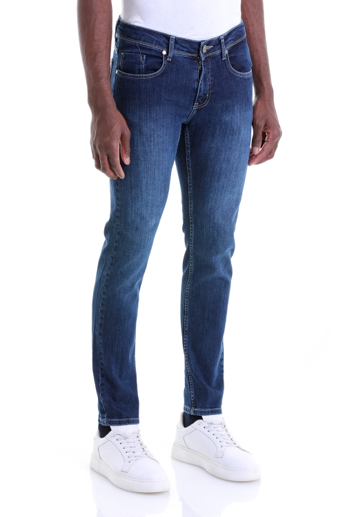 HTML - Lacivert Slim Fit Düz Pamuklu 5 Cep Kot Pantolon