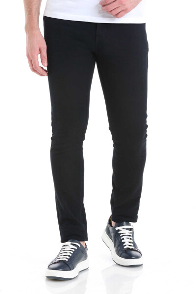 Lacivert Slim Fit 5 Cep Pamuklu Kanvas Pantolon 