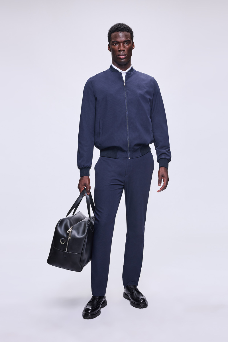 Lacivert Slim Fit Düz Baharlık Bomber Mont - SAYKI