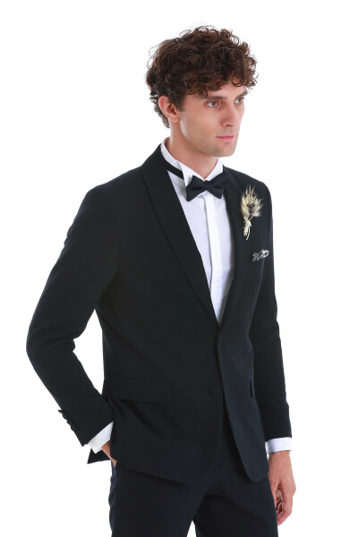 Lacivert Slim Fit Çıkma Şal Yaka Damatlık Smokin - 4