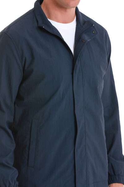 Lacivert Slim Fit Dik Yaka Mevsimlik Mont - 6