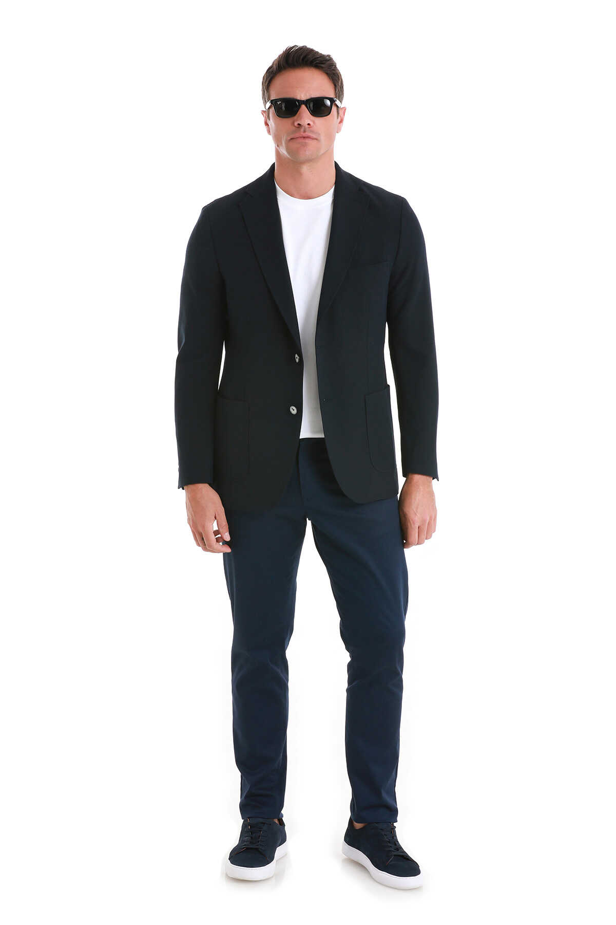 Lacivert Slim Fit Mono Yaka Casual Ceket - 2