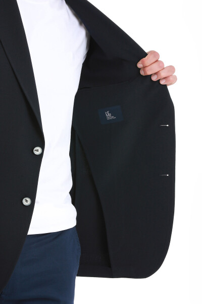 Lacivert Slim Fit Mono Yaka Casual Ceket - 7