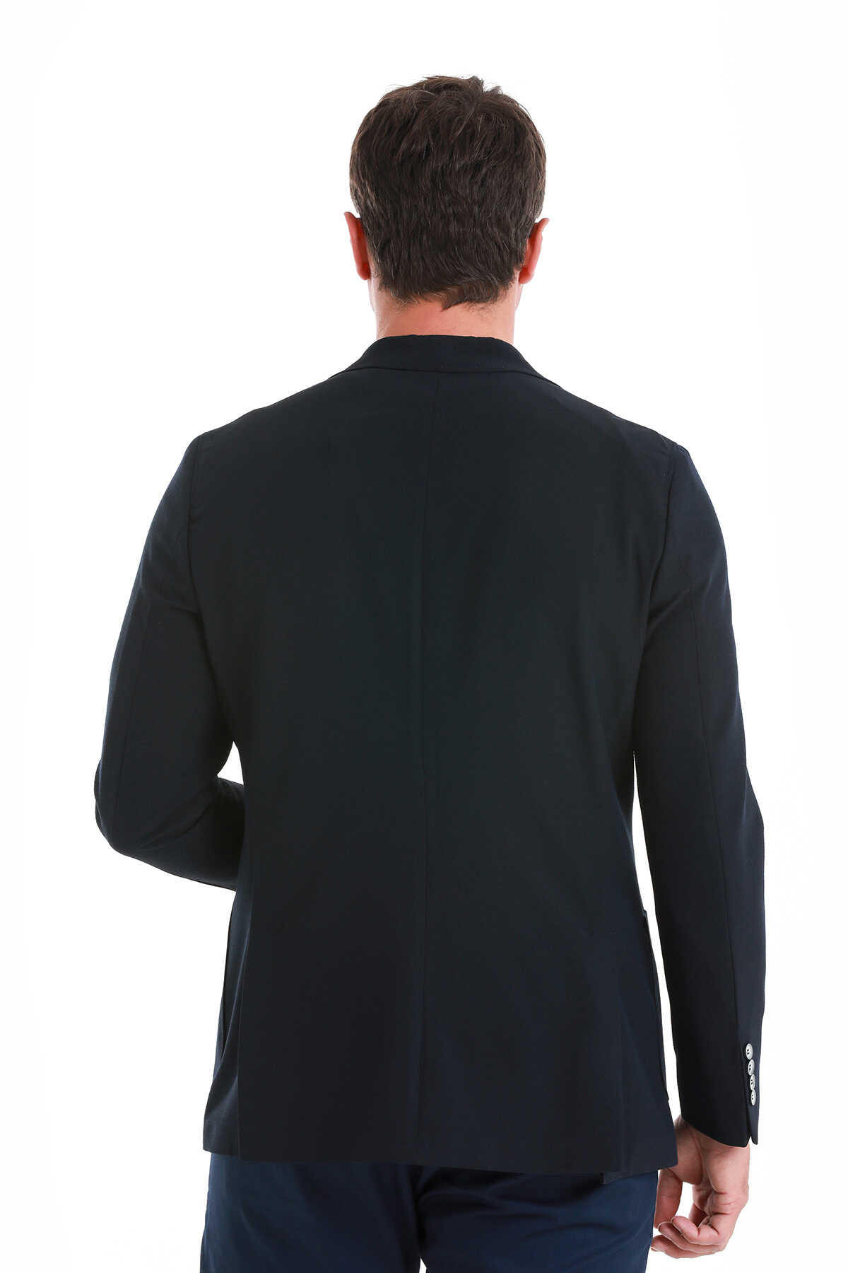 Lacivert Slim Fit Mono Yaka Casual Ceket - 8