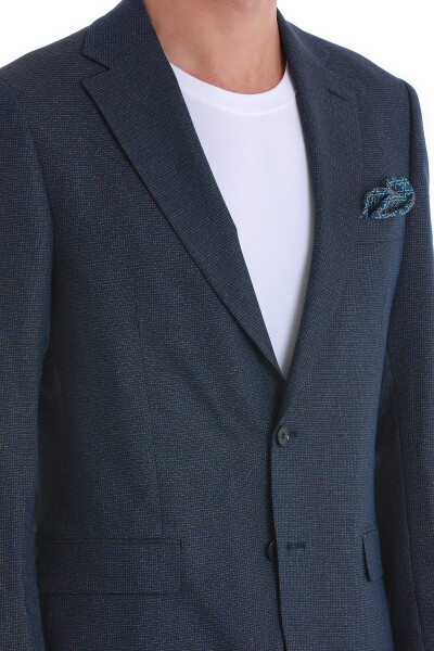 Lacivert Slim Fit Mono Yaka Klasik Takım Elbise - 6