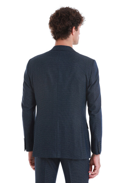 Lacivert Slim Fit Mono Yaka Klasik Takım Elbise - 8