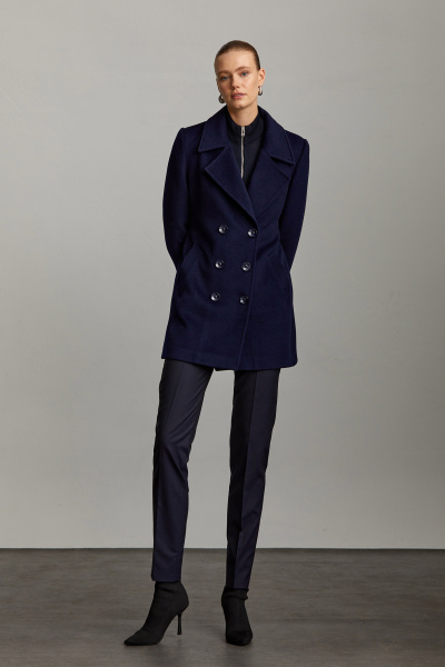 Saykı Woman Lacivert Kruvaze Yünlü Kaşe Manto - 10