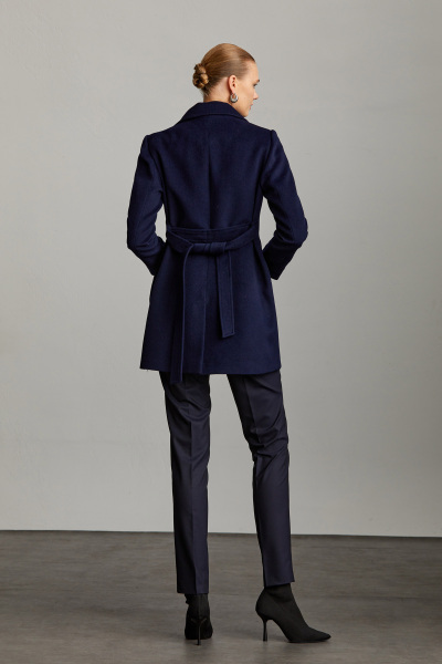 Saykı Woman Lacivert Kruvaze Yünlü Kaşe Manto - 15