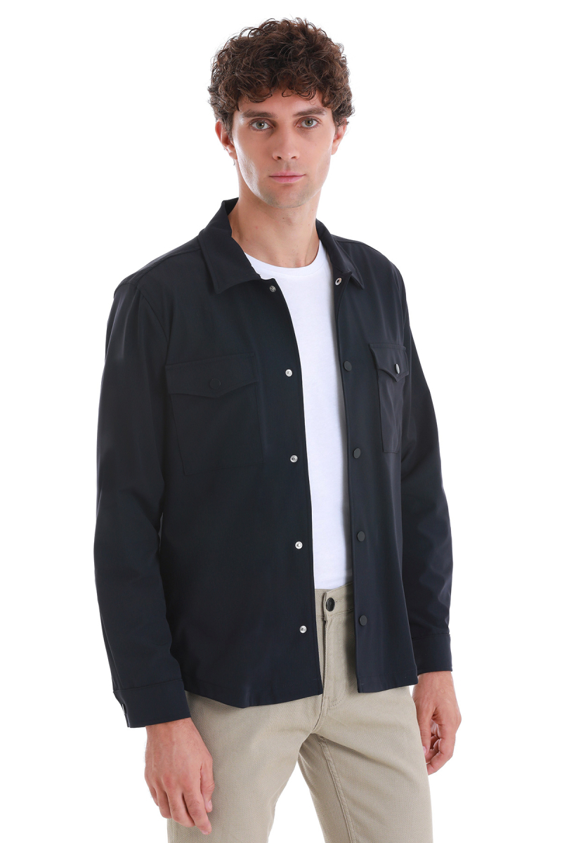Lacivert Slim Fit Overshirt Gömlek Ceket - Hatem Saykı