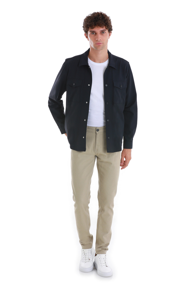 Lacivert Slim Fit Overshirt Gömlek Ceket - Hatem Saykı (1)