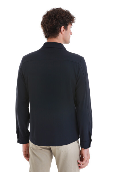 Lacivert Slim Fit Overshirt Gömlek Ceket - 7