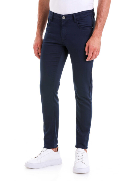 Lacivert Slim Fit Pamuklu 5 Cep Kanvas Pantolon 