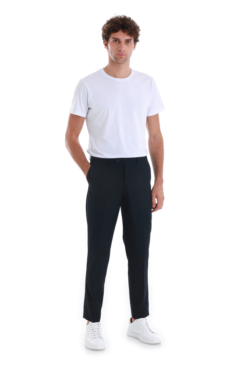 Lacivert Slim Fit Yandan Cepli Kumaş Pantolon - Hatemoğlu (1)