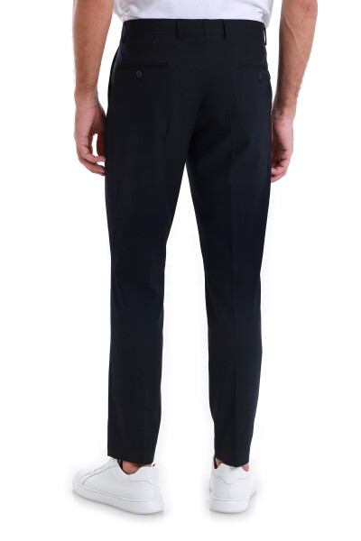 Lacivert Slim Fit Yandan Cepli Kumaş Pantolon - 5