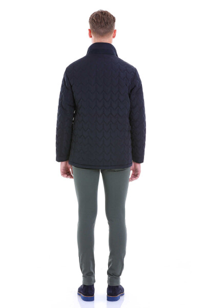 Lacivert Slim Fit Hakim Yaka Mont - 7