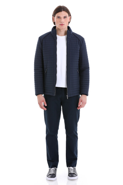 Lacivert Slim Fit Hakim Yaka Mont - 2