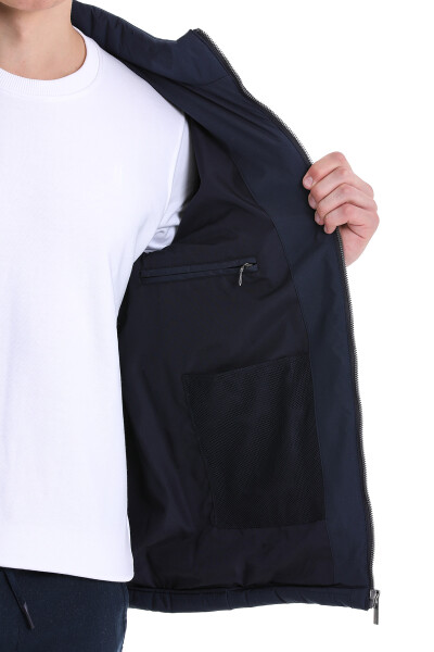 Lacivert Slim Fit Hakim Yaka Mont - 6