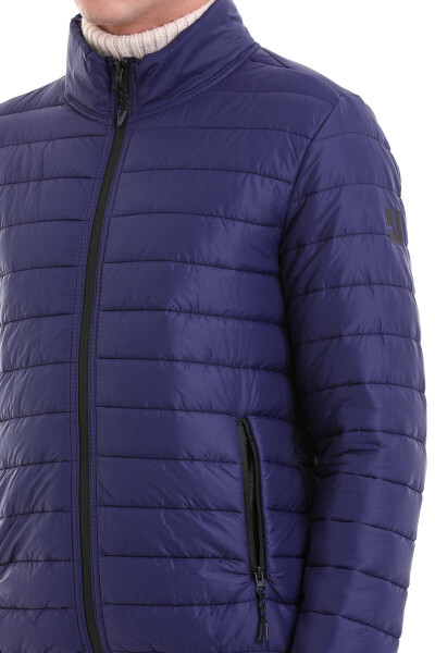 Lacivert Slim Fit Hakim Yaka Şişme Mont - 5