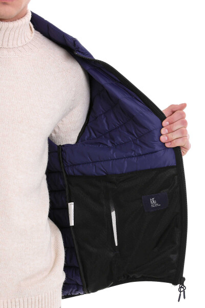 Lacivert Slim Fit Hakim Yaka Şişme Mont - 6