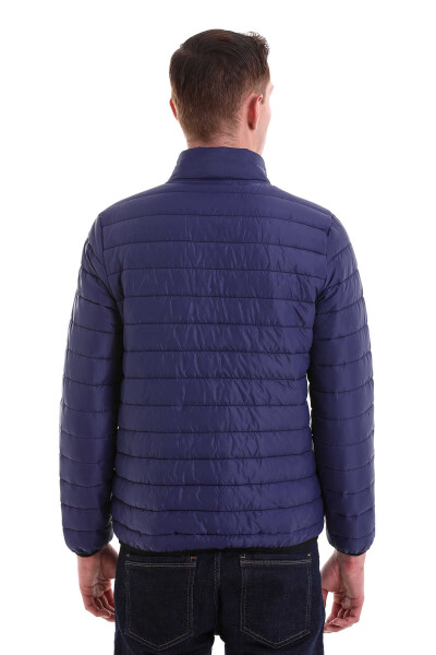 Lacivert Slim Fit Hakim Yaka Şişme Mont - 7