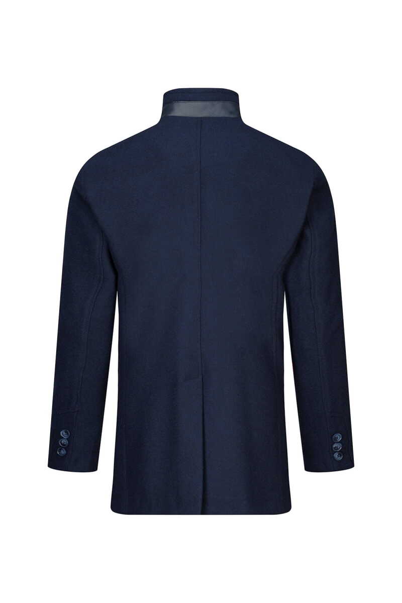 Lacivert Slim Fit Hakim Yaka Yünlü Kaşe Palto - Saykı (1)