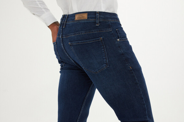 Lacivert Slim Fit Jean Pantolon - 4