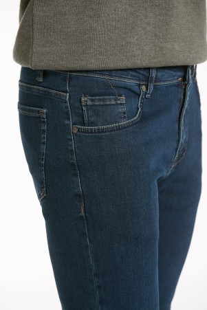 Lacivert Slim Fit Düz Pamuklu 5 Cep Kot Pantolon - Thumbnail