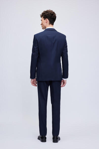 Lacivert Slim Fit Kruvaze Klasik Takım Elbise - 6