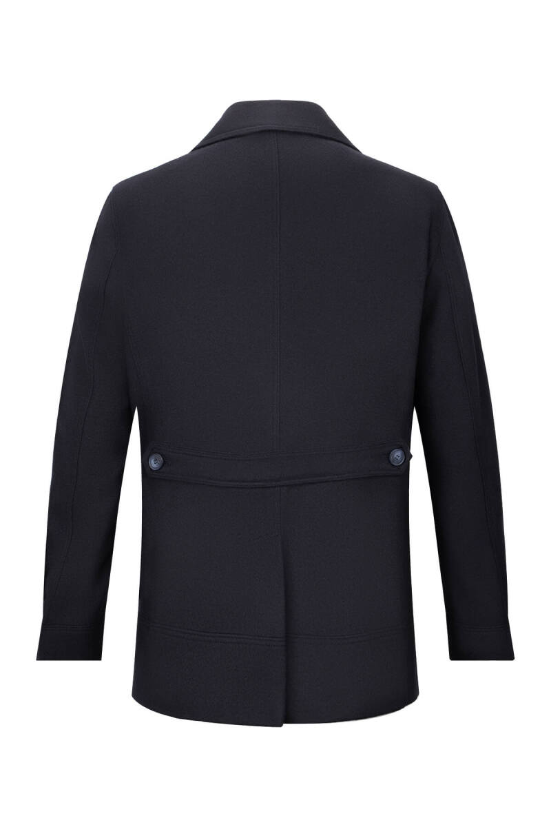 Lacivert Slim Fit Kruvaze Yünlü Kaşe Kaban - Saykı (1)