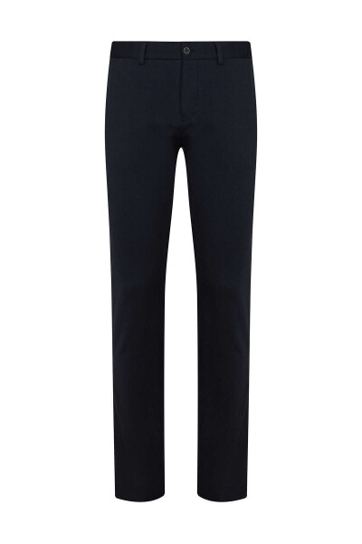 Lacivert Dinamik Fit Yandan Cep Örme Kumaş Pantolon - 2