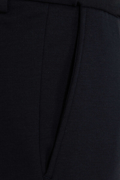 Lacivert Dinamik Fit Yandan Cep Örme Kumaş Pantolon - 6