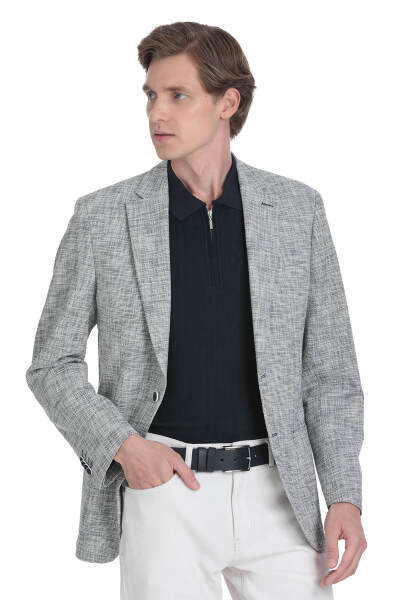 Lacivert Slim Fit Mono Yaka Casual Ceket 