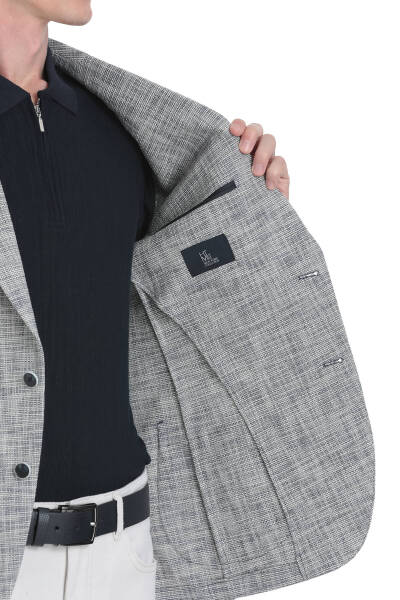 Lacivert Slim Fit Mono Yaka Casual Ceket - 3