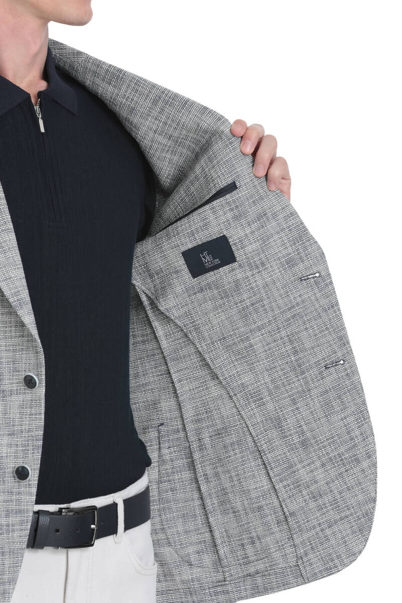 Lacivert Slim Fit Mono Yaka Casual Ceket - HTML (1)