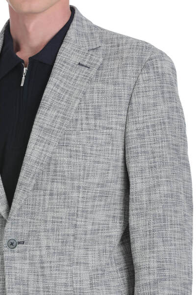 Lacivert Slim Fit Mono Yaka Casual Ceket - 4