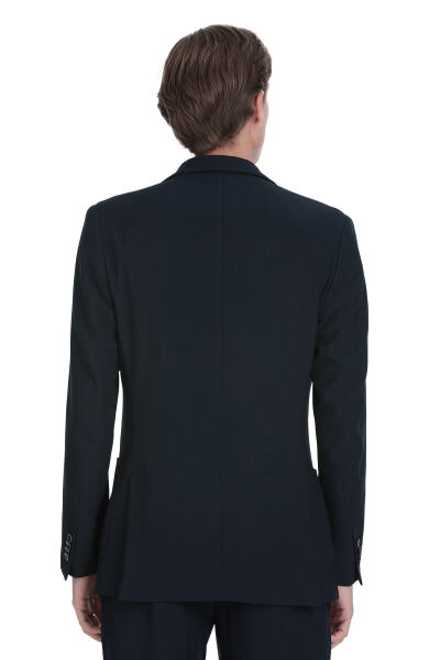 Lacivert Slim Fit Mono Yaka Casual Takım Elbise - 7